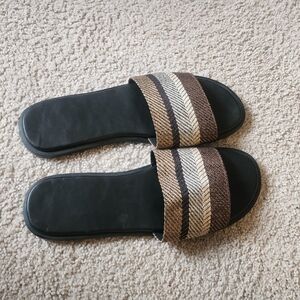 Elegant Black and Brown Women's Slide Sandals